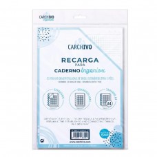 RECARGA A4 PARA CADERNO INGENIOX QUADRICULADO 50FL